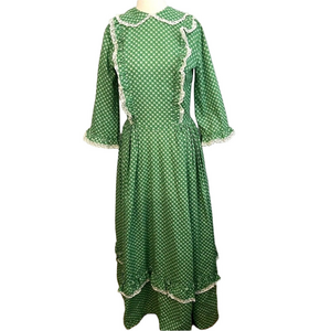 Prairie Dress Little House On The Prairie Style Dress Green 3/4 Sleeve Adult M?
